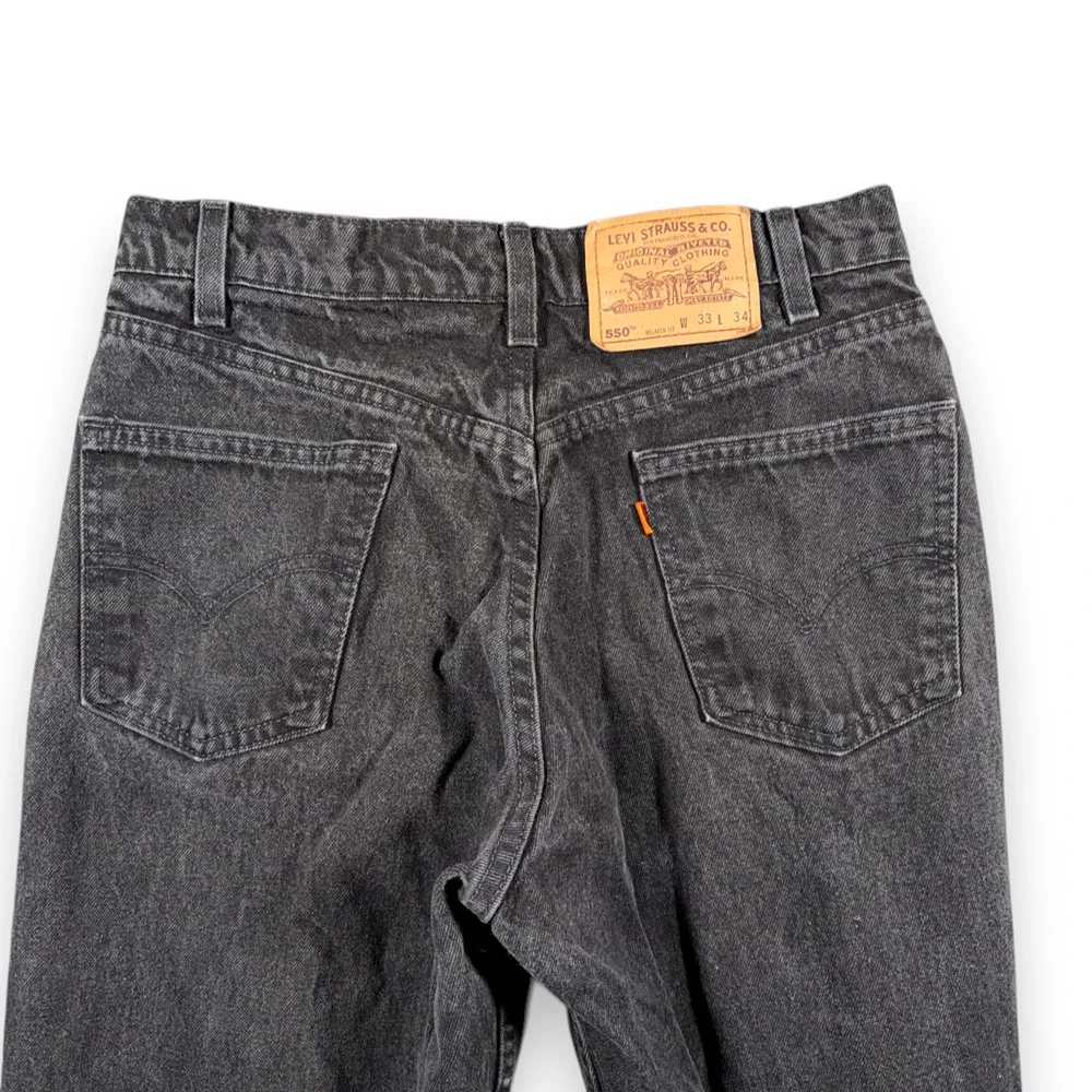 Vintage Levis Jeans Mens 30x34 Black 550 Relaxed Orange Tab USA 90s 33x34 Tag